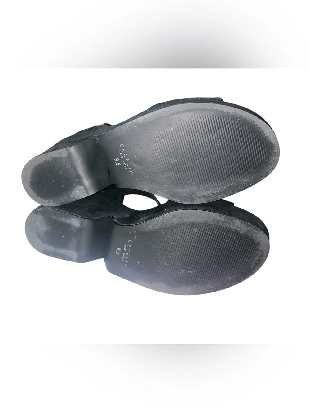 Cecelia New York Betty Platform Wedge Sandal Black Suede Size 9.5